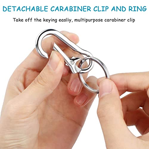 6 Stück Carabiner Hooks with Removable Key Ring, Sturdy Key Carabiner Hook, Metall-Karabinerhaken, Lobster Clasps Key Rings, Karabiner-Clip Silver für Hängende Schlüssel Kunsthandwerk Dekorationen