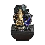 Gralara Ganesha Statue Tabletop Fountain Buddha Sculpture Elephant Figurines Handmade Water Feature for Bar Cafe Decorative Accent Housewarming Gift, 13cmx13cmx19cm