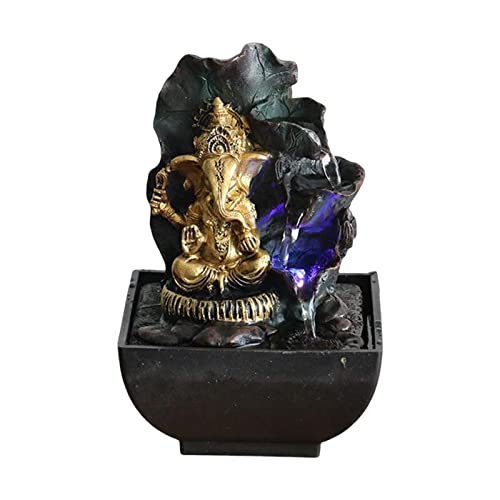 Gralara Ganesha Statue Tabletop Fountain Buddha Sculpture Elephant Figurines Handmade Water Feature for Bar Cafe Decorative Accent Housewarming Gift, 13cmx13cmx19cm