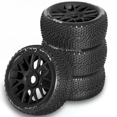 Pneus RC 1/8 tout-terrain noirs avec hexagone 17mm pour voitures de modélisme