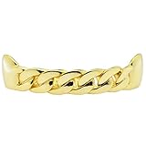 Cuban Link Plain Grillz 14k Gold Plated Bling Upper Top Teeth Hip Hop Grills