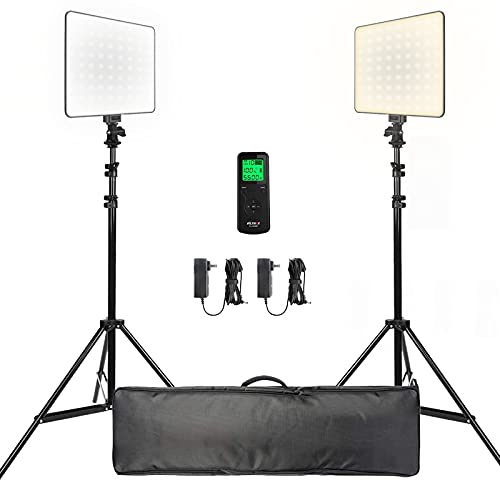 VILTROX 30W CRI95 2-Pack Ultra Bright LED Video Light kit,LCD Display Screen,3300K-5600K Bi-Color,Compatible for Canon, Nikon, pentax, panasonic, Sony, Samsung, Olympus&Remote Controller&DC Adapter