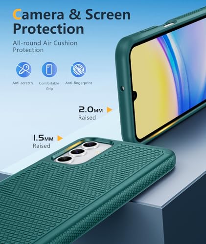 Image of FNTCASE for Galaxy A15-5G Phone Case - Samsung A15 5G Military Grade Drop Protection, 14ft Drop Tested, Screen Protector Included, Anti-Slip Matte Textured, TPU+PC Dual Layer Shockproof Cover (Green)