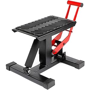 Caballete Tipo Soporte Elevador de Motocross con sistema hidraulico, para Enduro y Moto de Campo. Plataforma Tipo Peana Universal para Reparación y Estacionamiento, 150KG