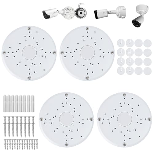 BXUUXA Caja de Conexiones para Cámaras,4 Piezas Blanco Caja de Empalmes para Cámaras de Seguridad Soporte para Ocultar Cables Caja Estanca Exterior Electrica Kit para Almacenar Alambres y Cables