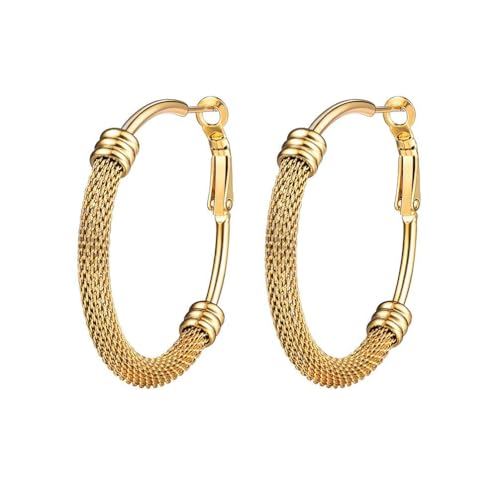 PROSTEEL 30/40/60/80/100mm Chunky Hoop Earrings For Women Gold Plated/Black Stainless Steel Hoops Earrings Statement Jewelry 40MM 1. Gold