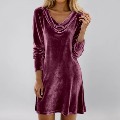Robe d'hiver grande taille en velours coupe flatteuse - 2