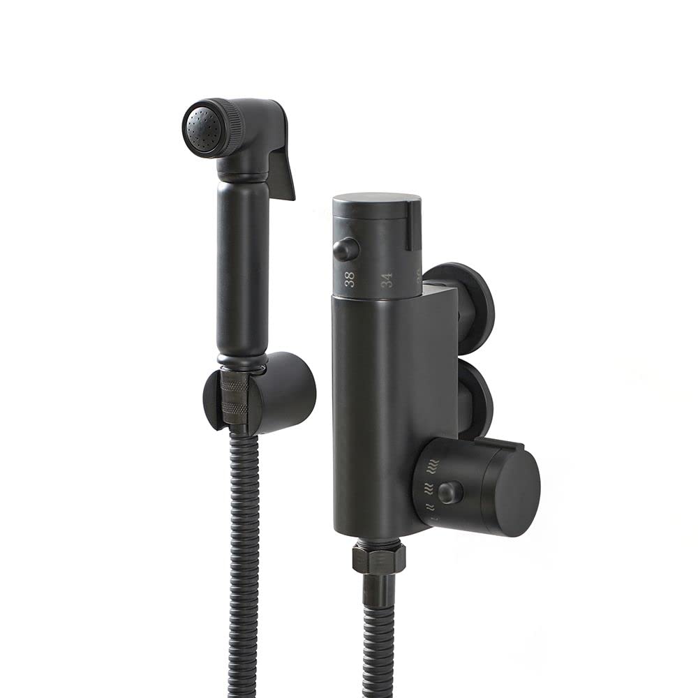 Milano Black Nero Thermostatic Douche Shower Toilet Wall Bracket