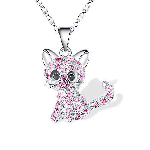 Lanqueen Kitty Cat Pendant Necklace Jewelry for Women Girls Kids, Cat Lover Gifts