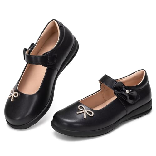 Frank Mully Girls Mary Jane Shoes Side Rhinestone Bow Flat for Wedding/Party/School Shoes for Toddler/Little Kid/Big Kid2