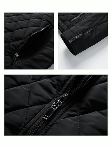 Autumn/Winter Men's Cotton Lightweight Casual Diamond Stand-up Collar Coat Fashion for Men - Image 5