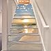 FLFK 3D amanecer Oceano playa auto-adhesivos Pegatinas de Escalera pared pintura vinilo Escalera calcomanía Decoración 39.3 pulgadas x7.08 pulgadas X 13Piezas