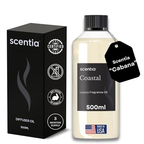 Scentia Diffuser Oil Inspired by R.itz Carl.ton Hotel Scent - 500 ml 16.9 fl oz - Essential Oil Blend, Spa Scent, Jasmine & Bergamot Notes for Aromatherapy Diffusers and Humidifiers - Coastal