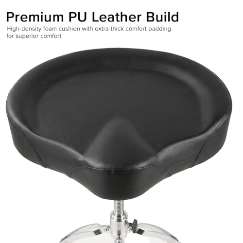 Image of Kadence DRTH-BKJ01 Touring Series Saddle Style Drum Throne | Ergonomic Contoured Seat | 360 Swivel | Height Adjustable Double-Braced Tripod Base | Black