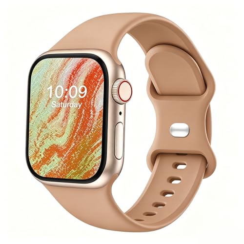 Image of Sport Bands Compatible with Apple Watch Band Women Men 40mm 38mm 41mm 42mm 44mm 45mm 46mm 49mm ,Soft Wristband Waterproof Replacement Strap for iWatch Bands Series 11 10 9 8 7 6 5 4 3 2 1 SE Ultra Milk Tea
