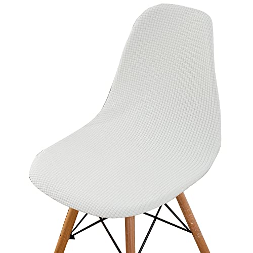 Highdi Stile Nordico Scandinave Sedia per Sala da Pranzo Jacquard, 4/6/2/1 Pezzi Tinta Unita Coprisedia con Schienale Copertura Protettiva della Sedia per Cucina Ufficio (Bianco,6 Pezzi)