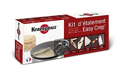 KRAMPOUZ Kit d'Étalement EASY CREP' P/Crêpière Diamètre 35 cm - Étaleur en inox - Pour de Grandes Crêpes Fines et Rondes - Accessoires fournis Réf AKE83