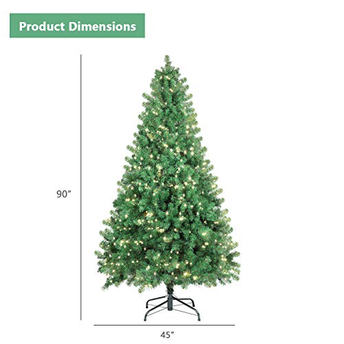 SHareconn 7.5 ft Pre-Lit Premium Artificial Spruce Hinged Christmas Tree with 550 Clear Lights, 1800 Branch Tips and Metal Stand - Thumbnail 2