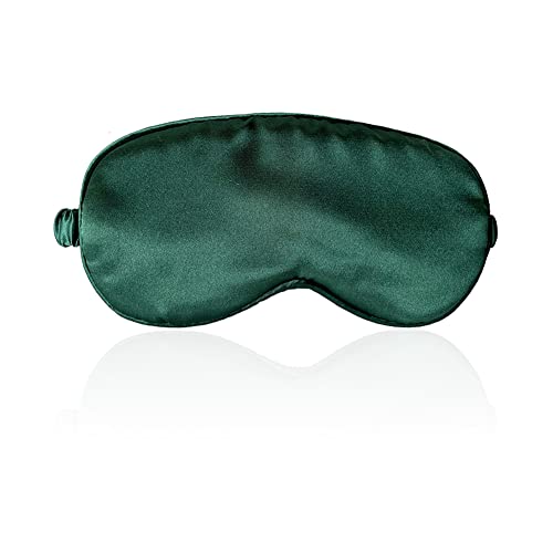 ECHOLLY Sleep Eye Mask - Perfect Light Blockout Comfort Soft Silk Mask for Women Men With 2 Pairs of Ear Plugs and Pouch for Travelling (Green)