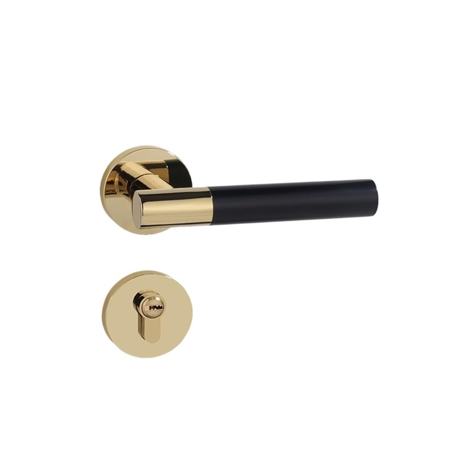 NYRXRYTCA Door Interior Door Lock Bedroom Door Handle Bathroom Bronze Wooden Door Home Silent Split Lock(D31 S945 PVD gold black)