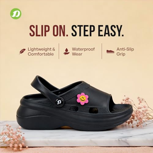 Image of DOCTOR EXTRA SOFT Women's Classic Smiley Charm Clogs /Sandals with Adjustable Back Strap for Adult| Comfortable & Lightweight | Stylish & Anti-Skid| Casual Waterproof Everyday Mules Girls Ladies D-539