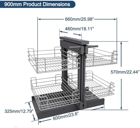 2-Tier Blind Corner Pull-Out Orga for 31"/35" Cabinets, Soft Close with 4 Baskets, Kitchen Shelf Storage Solution, Left & Right Open Compatible, 900mm (35in)