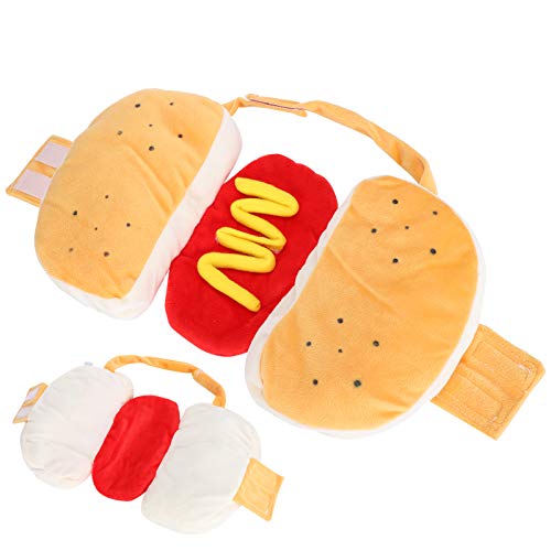 Haustier Hot Dog Kostüm Hamburger Design Hund Kleidung Outfit Weihnachtsfeier Dress Up Hund Hot Dog Cosplay Anzug für Welpen Kätzchen (L)