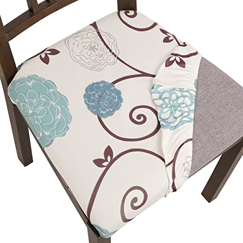Image of SearchI Seat Covers for Dining Room Chairs Stretch Printed Chair Seat Covers Set of 8, Removable Washable Upholstered Chair Seat Protector Cushion Slipcovers for Kitchen, Office(Ball Flower)