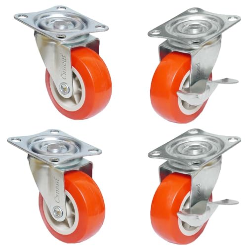 Image of Furniture 360 Rotation Wheel with 2 Brake, 2 Without Brake- Trolley Wheel Braked Furniture Caster (Pack of 4) - Load Capacity: 200-350 kg -Double Locking - Universal Use (2 Inch)