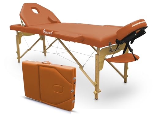 Table de massage pliable en bois QUIRUMED Elite orange 194x70 cm