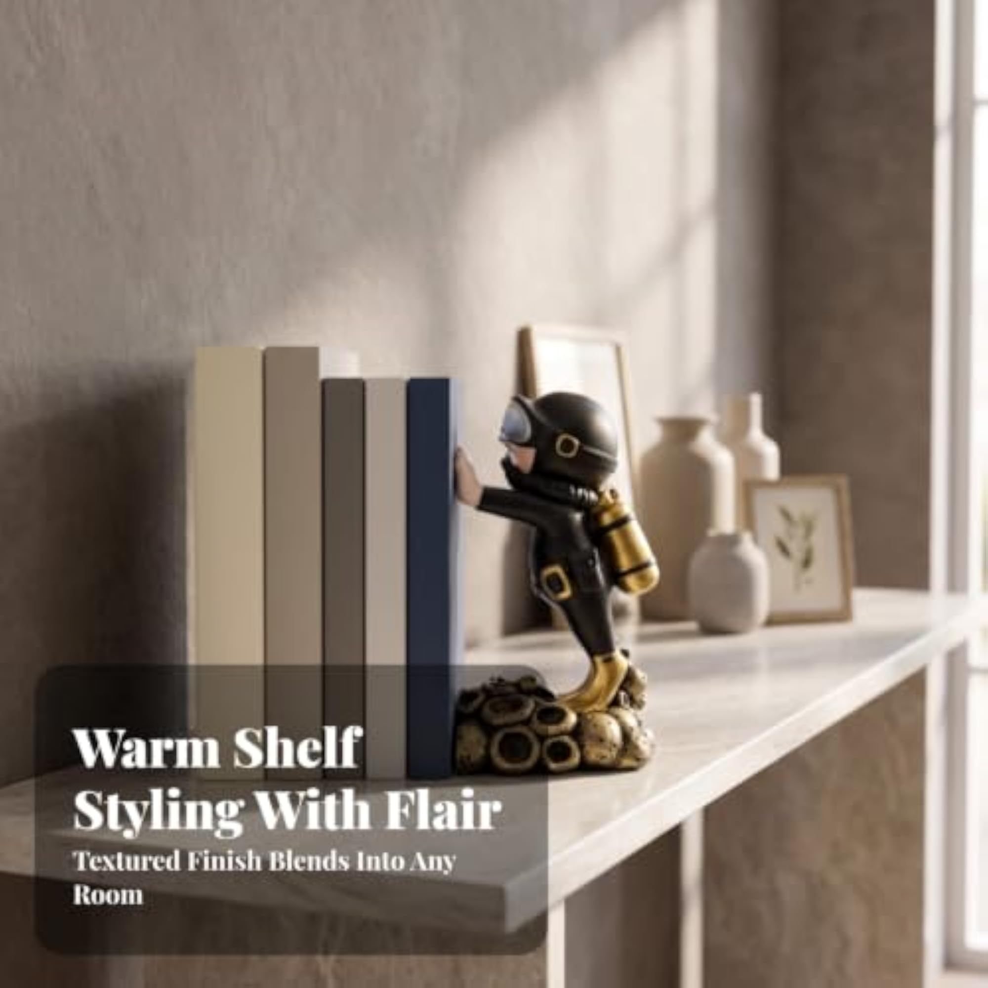 Sculptural Astronaut Bookend, Compact Design