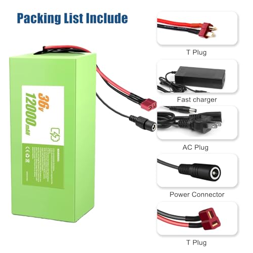 Image of 36V12000mAh Rechargeable Battery 20A BMS,Electric Bike Scooter Lithium Battery for Electric,Scooter,Bicycles,Motorcycle (200-500W Systems)