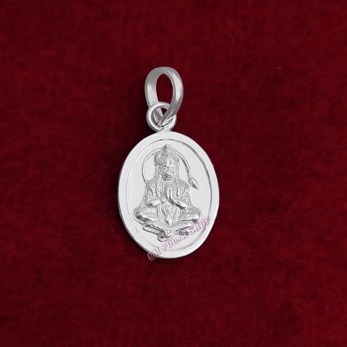 Shree Hanuman Ji Meditative Pendant in 925 Silver – Unisex Spiritual Locket for Blessings, Protection & Devotion – Lightweight, 22x14mm, 1.45g Approx