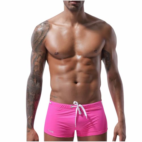 Mens Swim Briefs Sexy Bikini Swimwear Quick Dry Swim Trunks Slim Fit Beach Shorts Elastic Waist Drawstring with Pockets