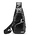 FANDARE New Sling Bag Hommes Étudiants Sports Fitness avec Port de Charge USB Earphone Hole Sac à Bandoulière Imperméable PU Noir L
