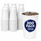 CUPPIZO 12 oz Paper Cups, 300 Count Disposable Paper Coffee Cups, White Paper Cups...