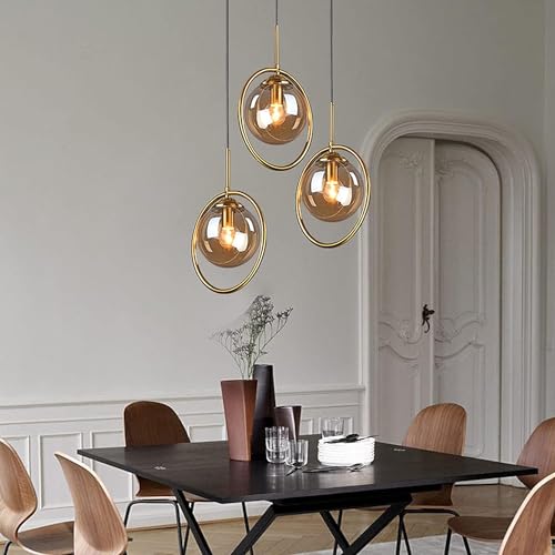 Image of Wall Lamp Chandelier Pendant Light, Home Decor for Bedroom, Living Room, Hallway, Cafe, Hotel, Restaurant (Amber Ring Hanging LAMP Set with LED Bulb Pack of 1)