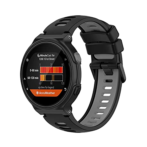 Correa Compatible con Garmin 235/220/230/620/630/735XT, Silicona Pulsera para Garmin Approach S5/6/20 (Negro+Gris)