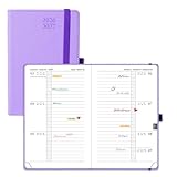 POPRUN Agenda de Poche 2026 2027 Semainier A6(16 x 10,5 cm) D'Août 2026 à Déc 2027，Petit Planner Disposition Horizontale Scolaire 17 Mois avec Couverture Rigide，Papier 80g/m²，Violet Lavande