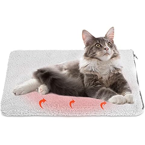 Aidiyapet Pet Heated Pad Self Heating Snooze Pad Pet Mat Bed for Pets Cats, Dogs and Kittens for Travel or Home (White) Cover