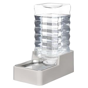 RIZZARI Stainless Steel Pet Water Feeder: 9L Automatic Leak-Proof Gravity Dispenser for Cats Dogs Indoor Outdoor Use（Beige with Filter,9L）