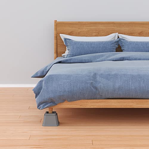 Whynonap Bed Risers 4 Inch Heavy Duty Bed Elevators, Set Of 6 Lifts Up 3,000 Lbs Furniture Riser For Sofa And Table, Gray #TOP1