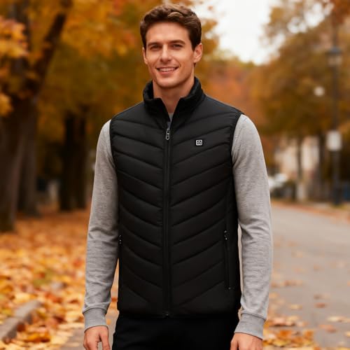 MeetHoo Herren Weste Steppweste Outdoorwesten Daunenweste Freizeit Jacke Ärmellose Fleece Sportweste für Männer Laufen Golf Wandern Reiten