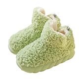 [one's one] もこもこ ルームシューズ レディース 冬用 室内履き あったか スリッパ 滑り止め ソール ハイカット ふわふわ ボア 暖かい 防寒 (緑,24cm)