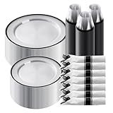 Goodluck 350 Piece Black Plastic Dinnerware Set for Party, Clear Disposable Plates for 50 Guests, Include: 50 Dinner Plastic Plates, 50 Dessert Plates, 50 Pre Rolled Napkins with Cutlery Set, 50 Cups