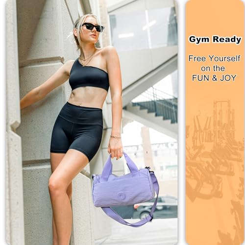 Small Gym Bag for Women,Waterproof Mini Gym Bag with Wet Bag,Small Duffle Bag for Workout Sport Travel Weekender (Purple)2
