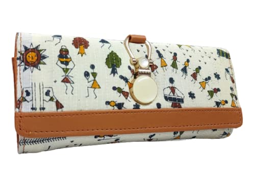 Ikkat Cotton Full Moon Women's Wallet White