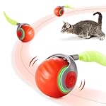 Potaroma Moving Ball Cat Toys with Feather Tail, Rechargeable 2025 New Interactive Toy for Indoor Cats Exercise, Smart Interactive Kitten Rolling Ball, Orange