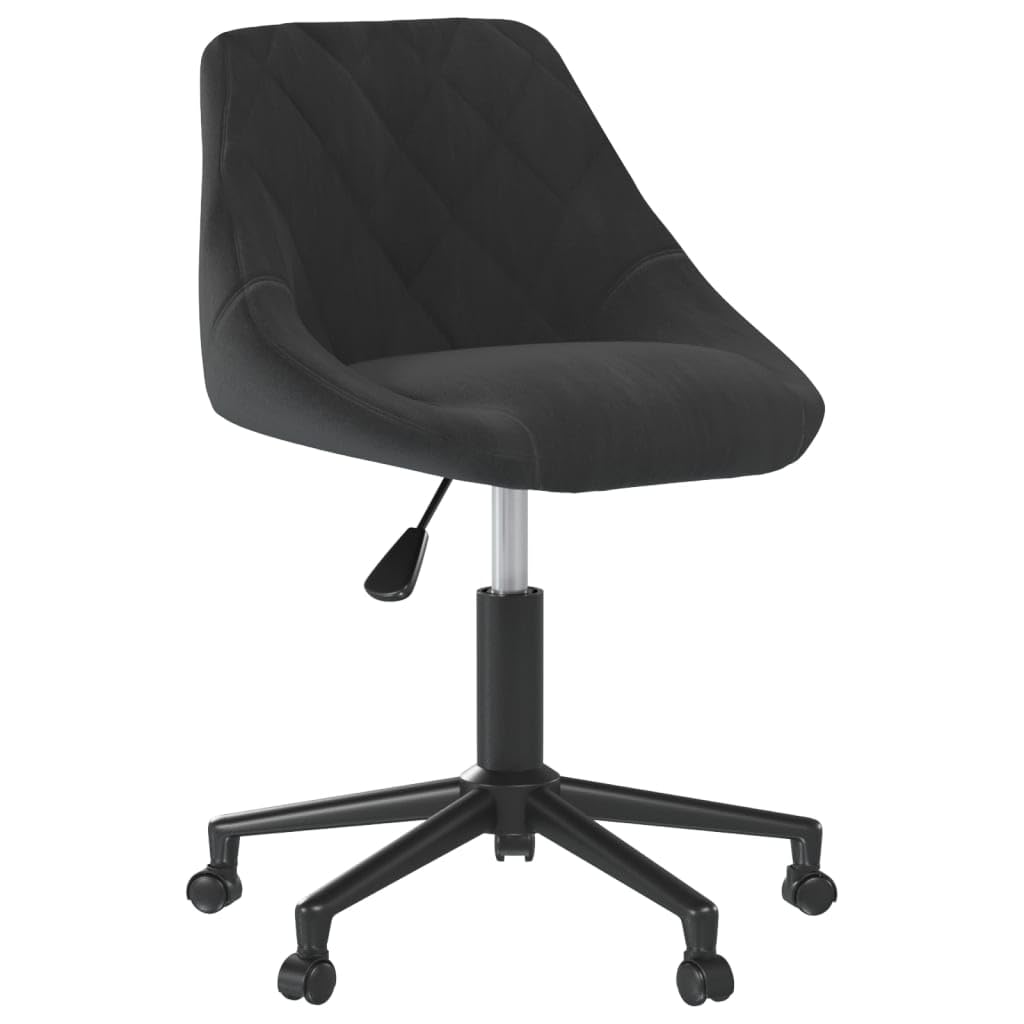 Lot de 2 chaises de salle à manger pivotantes en velours noir avec mécanisme de levage à gaz et roulettes