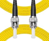 Fibergaga-30M(98ft) OS2 ST to ST Fiber Patch Cable Single Mode, Simplex, Length Option: 0.5M(1.6ft)-30m(98ft) 9/125µm 2.0mm Diameter Fiber Optic Jumper Cable, OS1/OS2 Compatible